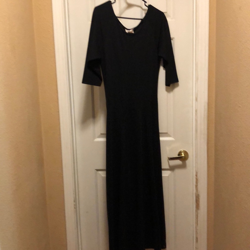 California style black  drop waist dress